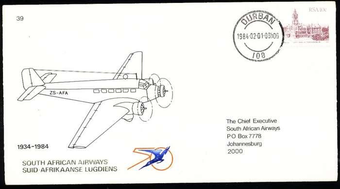 RSA   -  SAA  COVER   no 39   -   FINE ITEM