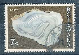 BOTSWANA  1976  -    Minerals  7c  SURCHARCHED  BOTTOM RIGHT      -  FINE  USED