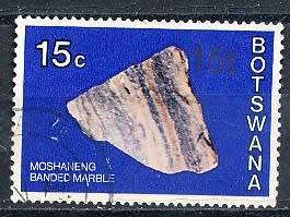 BOTSWANA  1976  -    Minerals  SURCHARCHED  15c type 1      -  FINE  USED