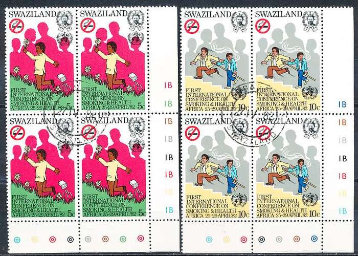 SWAZILAND   1982   -    Smoking and Health in Africa  SET  -    CTO   CONTROL BLOCKS  B