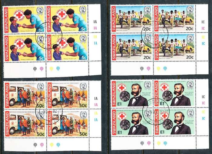 SWAZILAND   1982   -   Red Cross  FULL  SET  -  FINE  CTO USED  CONTROL BLOCKS