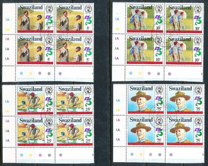 SWAZILAND   1982   -  Boy Scouts   FULL  SET  -  FINE  CTO  CONTROL BLOCKS  A