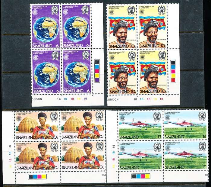 SWAZILAND   1983   - Commonwealth Day  FULL  SET  -  FINE  MINT  CONTROL BLOCKS  B
