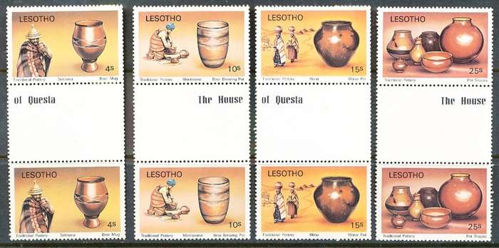 LESOTHO  1980 -    Traditional Pottery  FULL SET   -   FINE  MINT GUTTER PAIRS