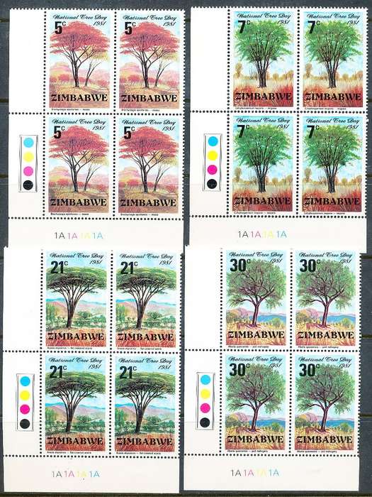 ZIMBABWE 1981  -  National Tree Day  SET  of  CONTROLS  ` A`  BLOCKS  -  FINE  MINT