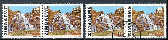 ZIMBABWE 1983  -    Waterfalls   40c  ADDITIONAL VALUE     -  FINE  MINT and USED PAIRS