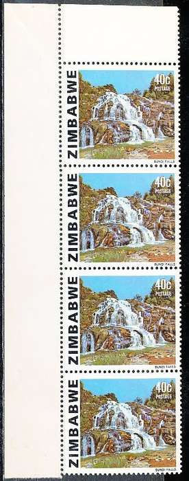 ZIMBABWE 1983  -    Waterfalls   40c  ADDITIONAL VALUE     -  FINE  MINT  STRIP