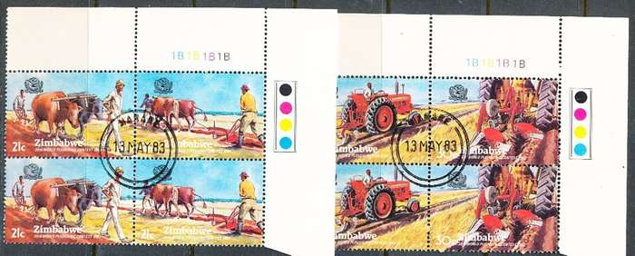 ZIMBABWE 1983  -  World Ploughing Contest   CONTROLS  ` B`  BLOCK  -  FINE CTO USED