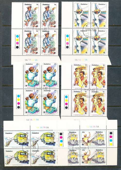 ZIMBABWE 1983  -  Communications Year   CONTROLS  ` A`  BLOCK  -  FINE CTO USED