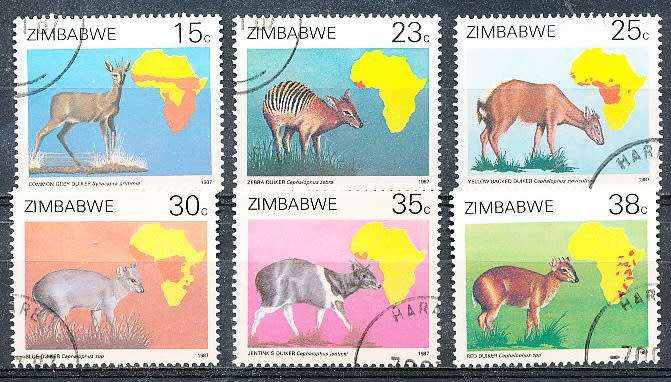 ZIMBABWE 1987  -    Duikers of Africa Survey  -   FULL SET  -  FINE  CTO  USED