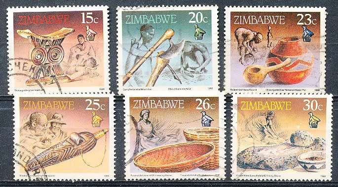 ZIMBABWE 1990  - Cultural Artifacts -   FULL SET   -  FINE  USED