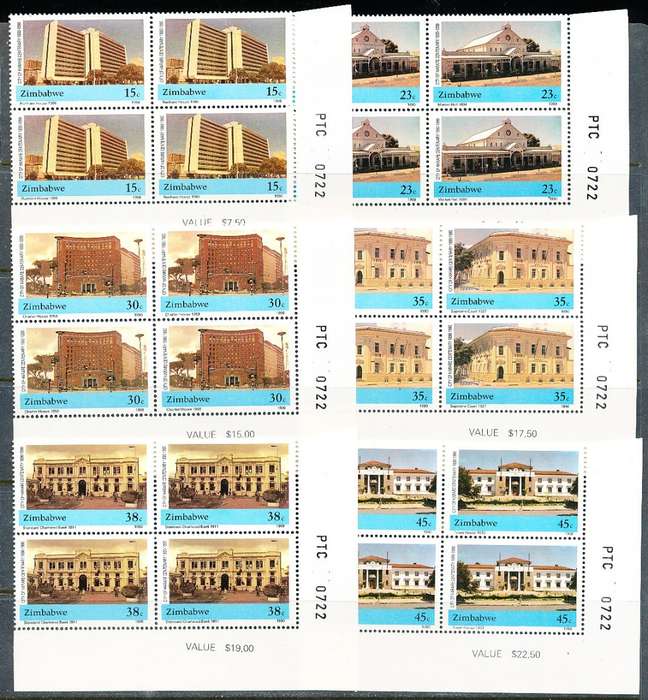 ZIMBABWE 1990  -  City of Harare  SET  of  CORNER  BLOCKS  -  FINE MINT