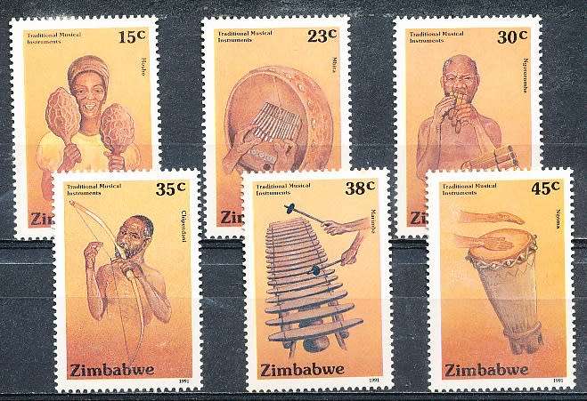ZIMBABWE 1991  - Musical Instruments FULL  SET    -  FINE  MINT