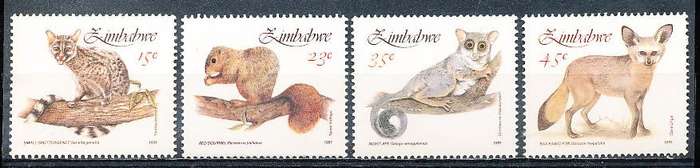 ZIMBABWE 1991  -  Small Mammals   FULL  SET    -  FINE  MINT