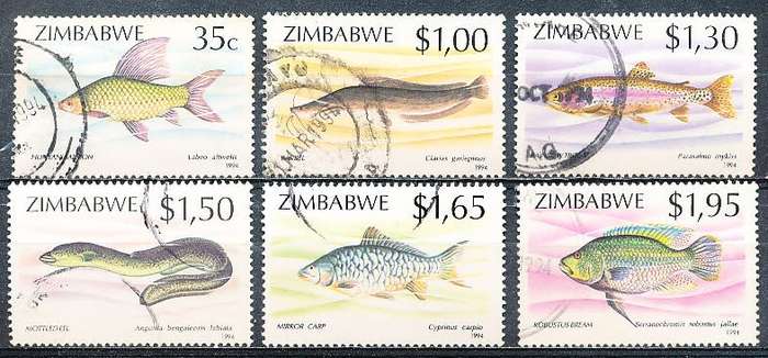 ZIMBABWE 1994  -   Fish  FULL  SET    -  FINE   USED