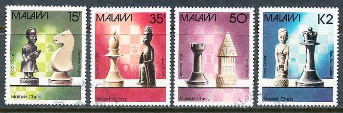 MALAWI  1988 -  Local and Staunton Chess Pieces   FULL  SET   -     FINE  CTO USED