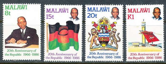 MALAWI  1986 -    Anniversary of Republic   FULL  SET   -  FINE  MINT