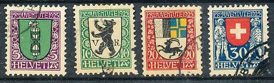 SWITZERLAND  1925   - PRO JUVENTUTE - Coat of Arms   SET   - FINE  USED