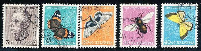 SWITZERLAND  1950 -  Pro Juventure -  Teophill Sprecher - Insects  SET   - FINE  USED