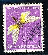 SWITZERLAND  1954 -  Pro Juventure -  Jeremias Gotthelf - Insects  30c   - FINE  USED