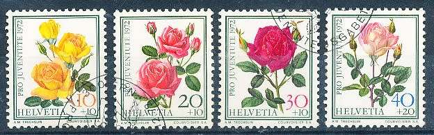 SWITZERLAND  1972 -   Pro Juventute - Roses   SET   - FINE USED