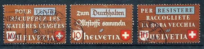 SWITZERLAND  1942 -  Waste Material Collection  SET     - FINE  USED