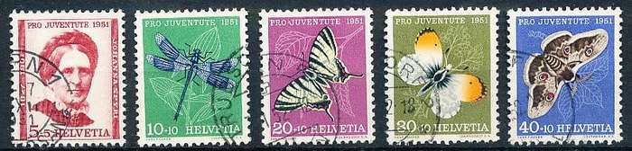 SWITZERLAND  1951 -  Pro Juventure -   Johanna Spyri - Insects   SET   - FINE  USED