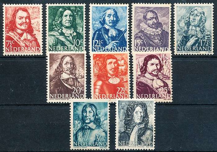 NETHERLANDS  1943  -   Dutch Naval Heroes   FULL  SET   -   MINT