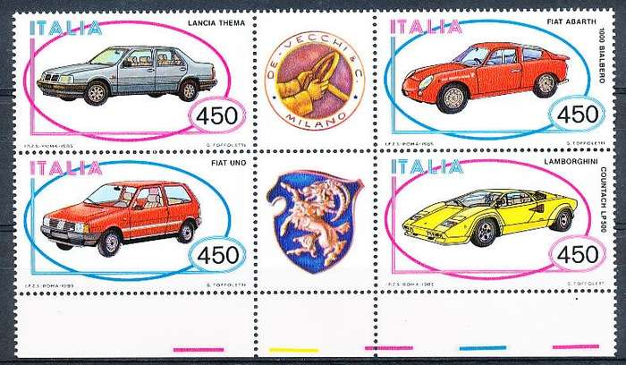ITALY  1985   -  Italian Vehicles  FULL SET     -  FINE  MINT