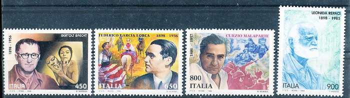 ITALY  1998   -    Famous Writers  FULL SET  -  FINE  MINT