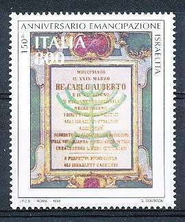 ITALY  1998   -    Emancipation of Italian Jews  SINGLE ISSUE -  FINE  MINT