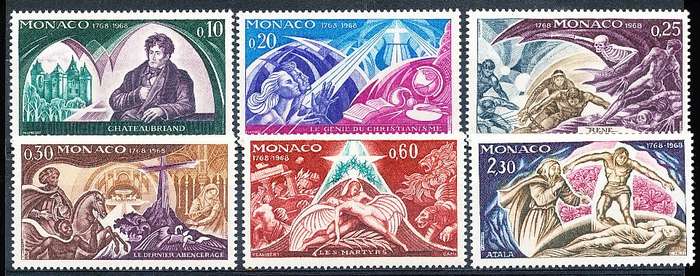 MONACO  1968   -  Birth of Chateaubriand  FULL  SET - FINE  MINT