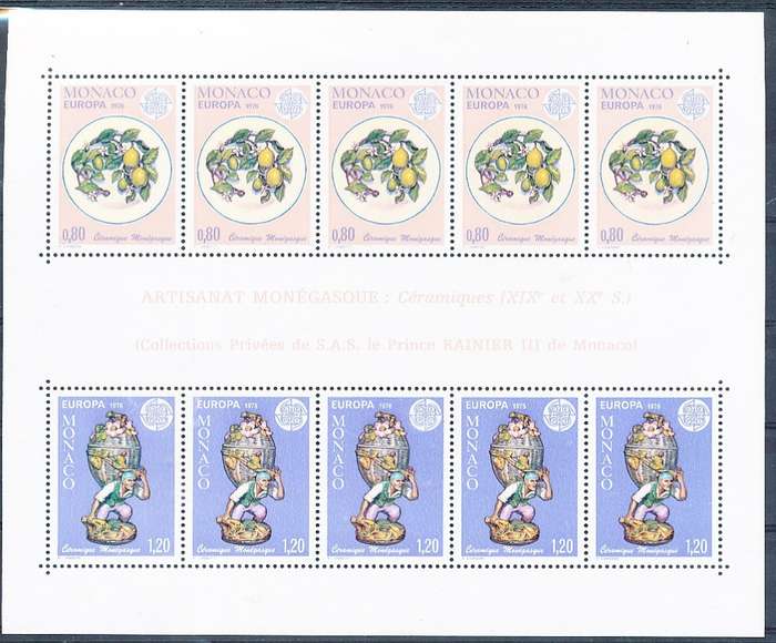 MONACO  1976   -   EUROPA Stamps - Handicrafts  MINI- SHEET    - FINE  MINT