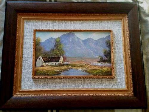 FRAMED ORIGINAL OIL, CAPE DUTCH HOME FRANSCHOEK BY E.A. TRUTER 1978