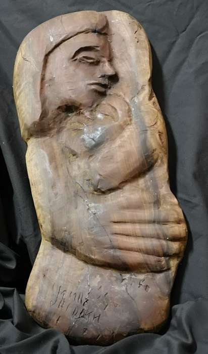 Free postage, ONE OF A KIND, Ancient Wooden Carving, Mother and Baby