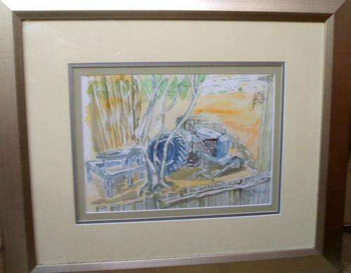 FRAMED ORIGINAL WATER COLOROLD FARM TRACTOR by Mike Taljaard