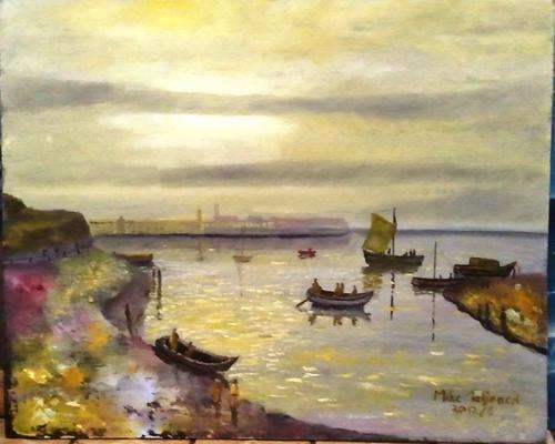 MIKE TALJAARD ORIGINAL OIL PAINTING ON BOARD CANVAS (HARBOUR SCENE)