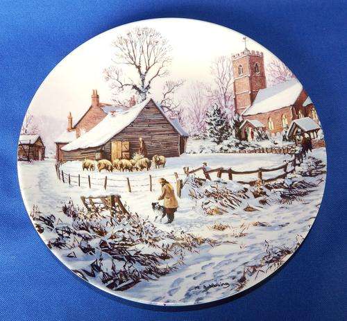 Wedgwood Danbury Mint "The Farm Year" Plate - December - Christmastide by Michael Herring