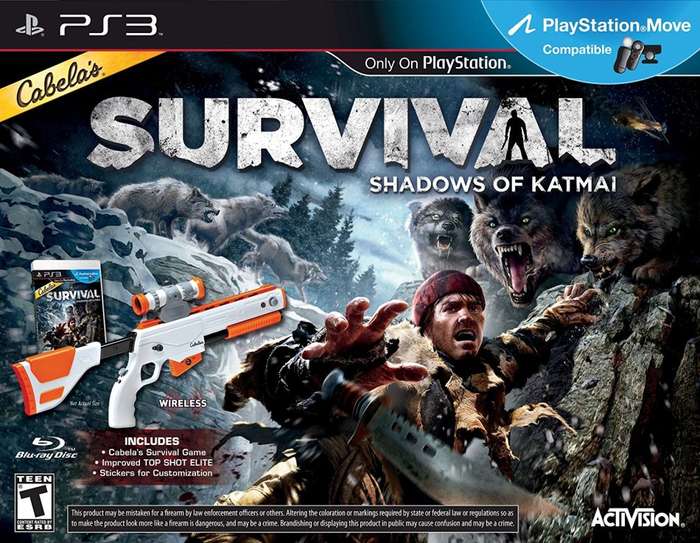 PS3 Cabelas Survival Shadows Of Katmai & Big Game Hunter 2012 Gun Bundle / Brand New (Sealed)