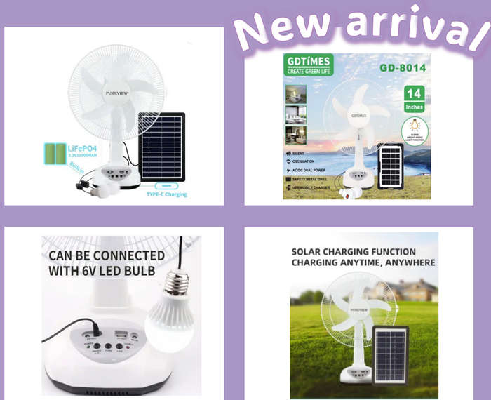 Burraaq Trading solar electric fan 14 inch