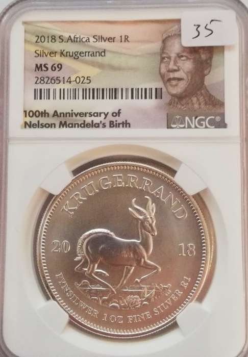 2018 SA 1 Oz Silver Krugerrand MS 69