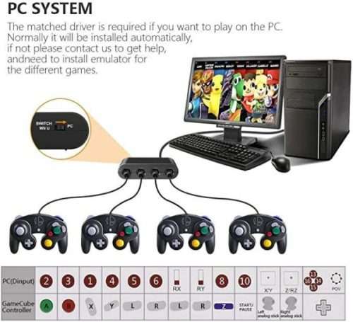 Nintendo Switch Converter Wiiu and PC GameCube Controller Adapter