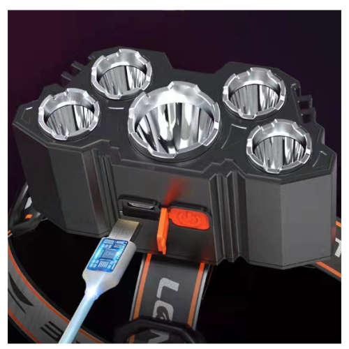 5LED Headlight USB Rechargeable Head-Mounted Flashlight Outdoor Camping Headlight