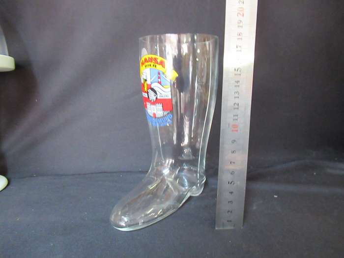 Vintage  Glass Beer Boot Hansa Lager Bier