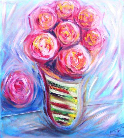 Abstract roses - Oil Painting - Jennifer van Niekerk