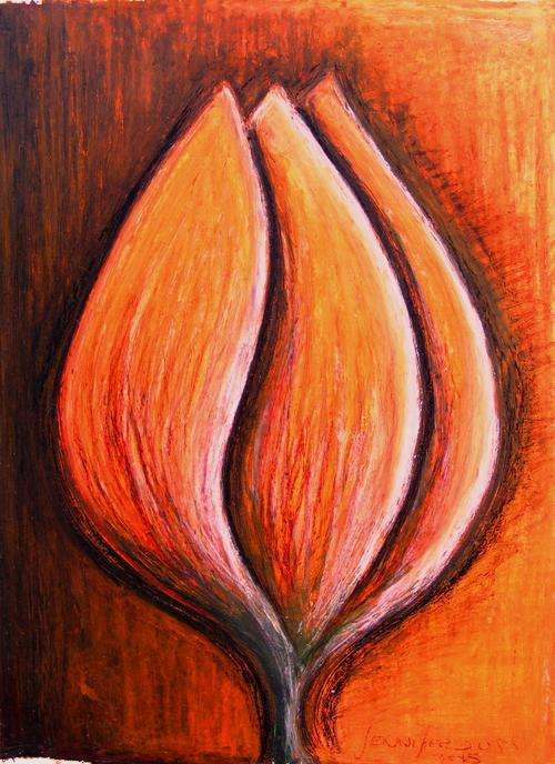 Clementine Tulip - Original Oil Pastel - Jennifer van Niekerk