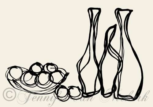 Fruit and Water Line Drawing  [d]