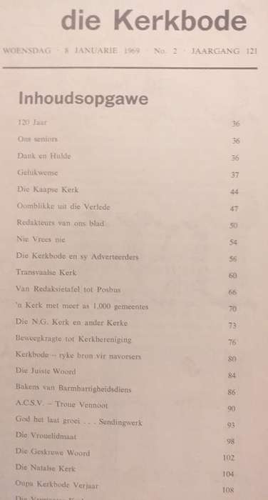 Die Kerkbode 120 Jaar - Kerkblad van die NG Kerk -Januarie 1969