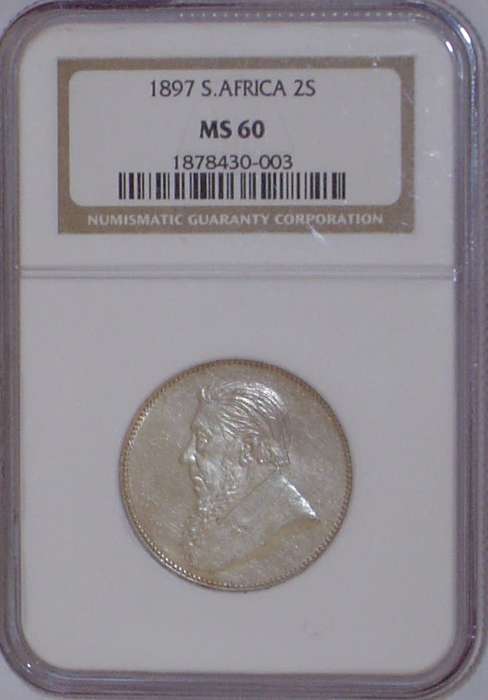 1897 ZAR MS60 NGC Two shilling 2S
