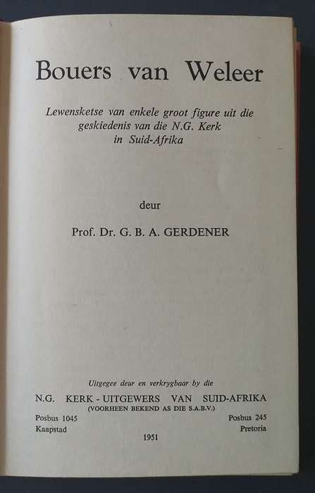 Bouers van Weleer (Prof Dr GBA Gerdener)
